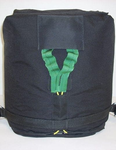 Front side of black demonstration bag